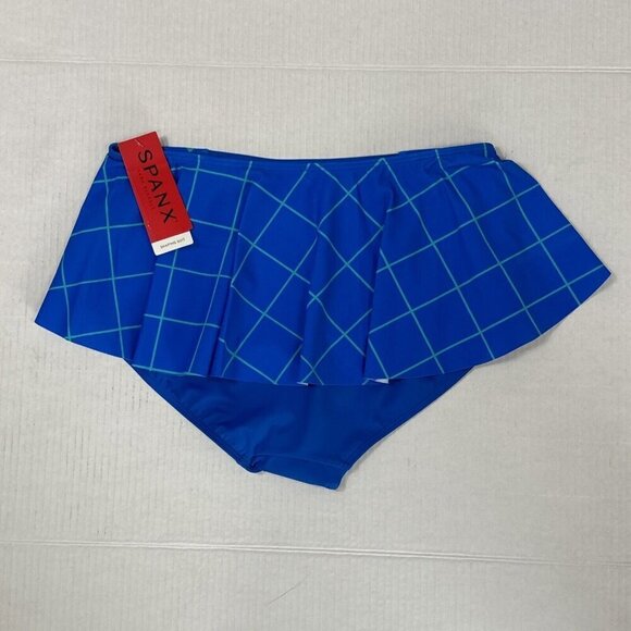 SPANX Women's 12 Flirty Skirt High Waist Swim Bottom Electric Blue Geo New - Picture 8 of 15